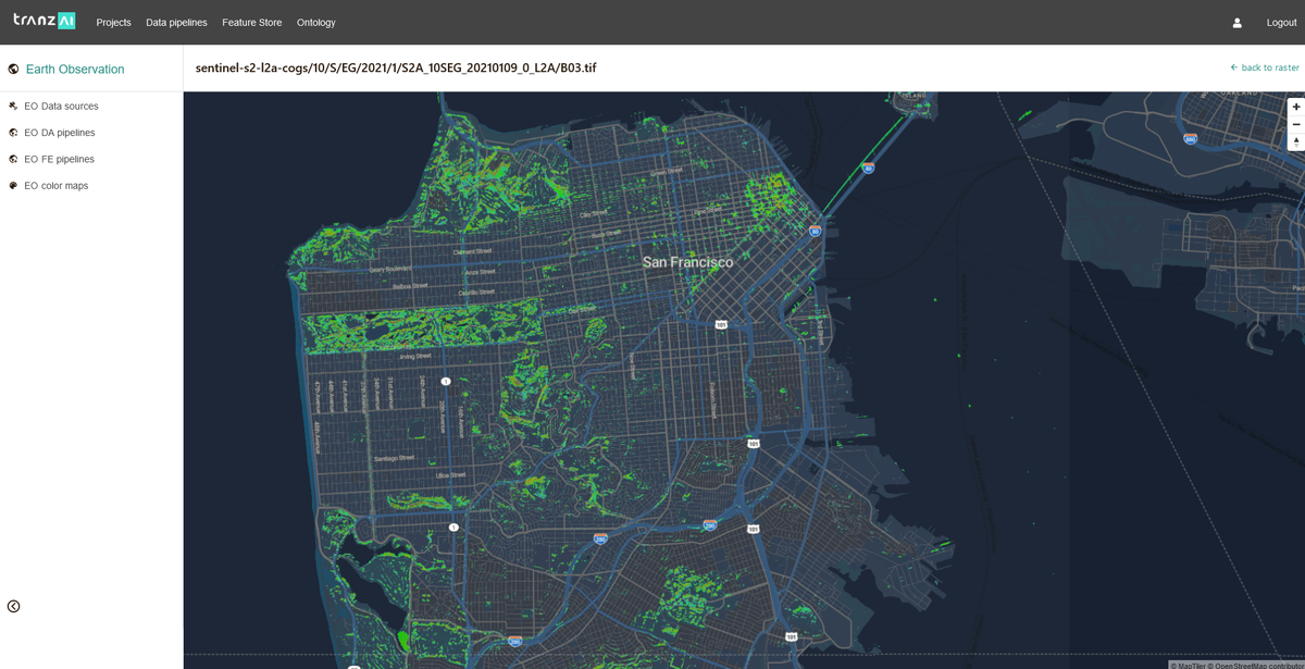 Geotiff file visualization with spectral indices