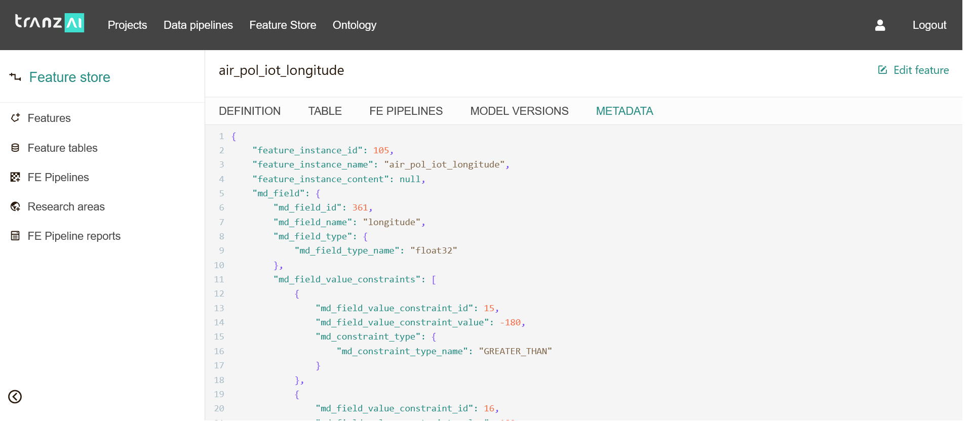 Master data field constraints