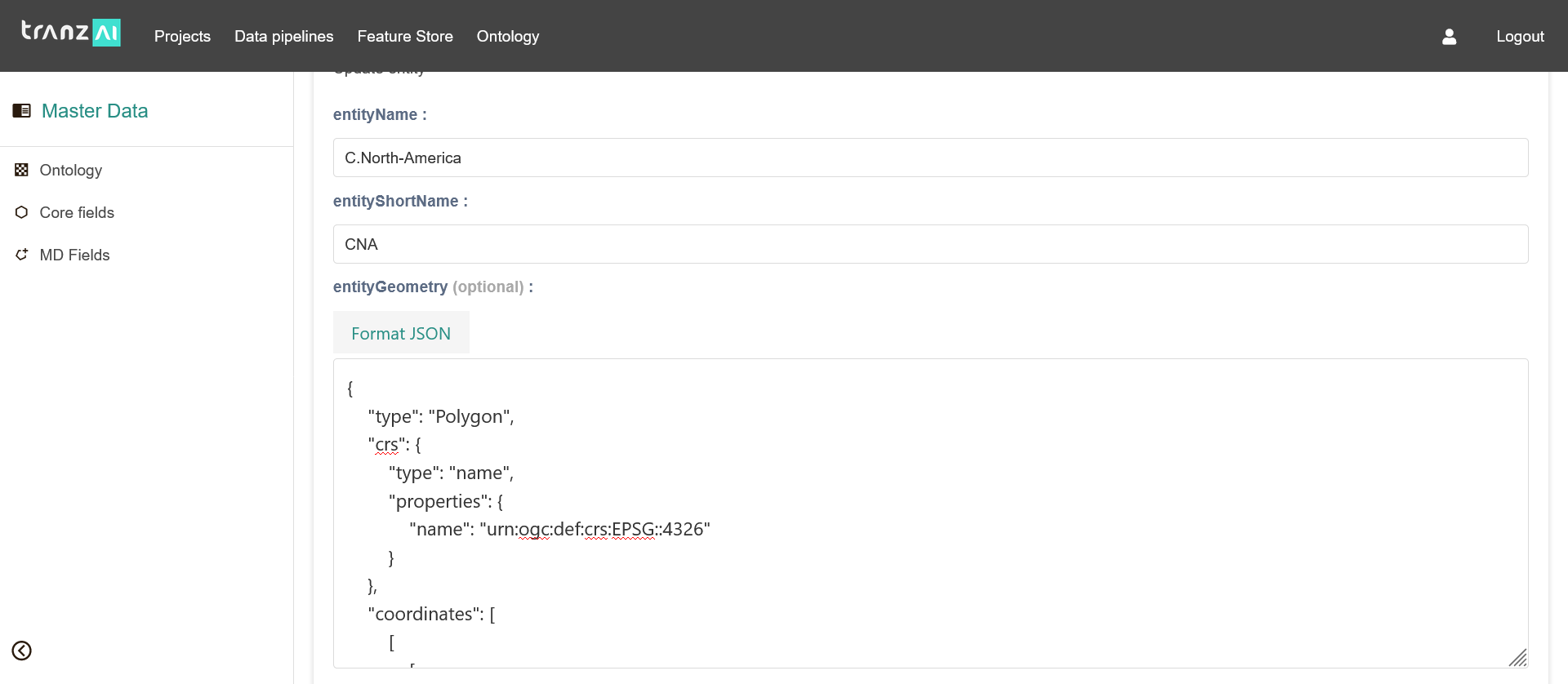 Spatial entity GeoJSON