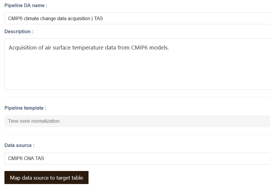 data acquisition pipeline creation